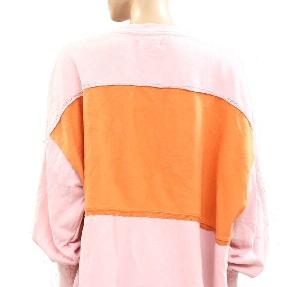 Free People Strawberry Sweatshirt Top Pullover Colorblocked Ribbed S NWD 284288 - Picture 7 of 9